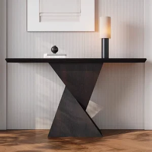 Modern Solid Wood Italian Light Luxury Entrance Console Table Super Narrow Black Pine Living Room Furniture