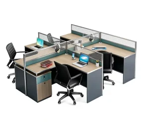 Modern Solid Wood L shaped Modular Office Workstation with Drawers Durable Staff Furniture for Commercial Use