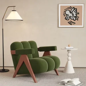 Modern Solid Wood Lamb Wool Single Sofa Chair for Hospital Mall School Hotel Commercial Waiting Eco-Friendly Chair