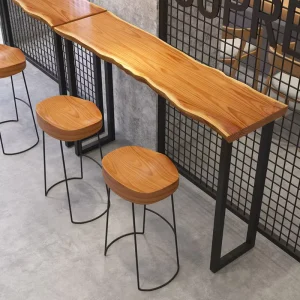 Modern Solid Wood Luxury Bar Counter Table and Chair Set for Hotel and Milk Tea Shops