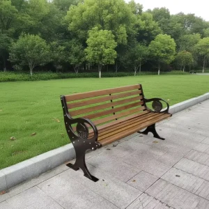Modern Solid Wood Outdoor Bench Seat for Public Park Garden Patio Durable Water Resistant