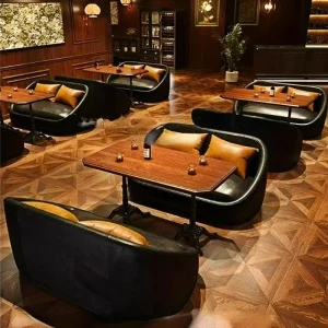 Modern Solid Wood Restaurant Bar Set with Booth Seating Sofa Tables & Chairs Commercial Furniture