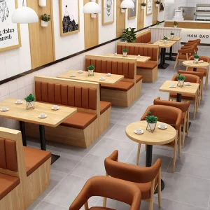 Modern Solid Wood Restaurant Dining Booth Sets for Coffee Shop Hotel Villa Use