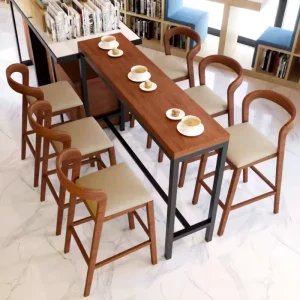 Modern Solid Wood Restaurant Set for Cafe and Restaurant Furniture High Bar Stool and Table