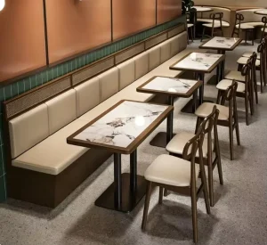 Modern Solid Wood Restaurant Sets Durable Sofa Booths Tables and Chairs for Cafes Hotels Bars