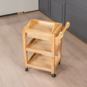 Modern Solid Wood Salon Trolley for Hotel Use 4 Wheel Super Load Bearing Beauty Cart