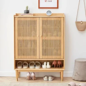Modern Solid Wood Shoe Cabinet with Breathable Design Large Storage Capacity and Excellent Quality