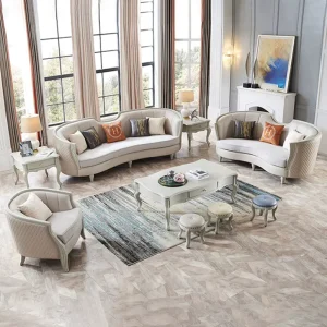 Modern Solid Wood Sofa Set Luxurious Curved Sofa Suite Living Room Furniture for Apartments Hotels and Villas N417