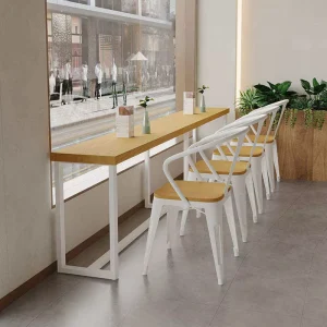Modern Solid Wood Square Low Bar Dining Table and Chair Set for 2-4 People