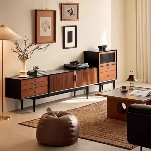 Modern Solid Wood TV Cabinet Apartment Light Luxury Storage TV Cabinet