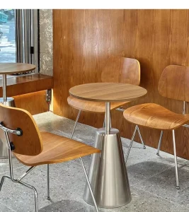 Modern Solid Wood and Metal Frame Round Commercial Dining Table and Chair Set for Restaurants Cafs Living Rooms 2 Seater