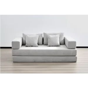 Modern Square Chesterfield Extendable Upholstered Sofa Bed Set Grey Fabric Comfortable Apartment Hotel Villa