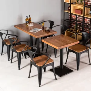 Modern Square Design Restaurant Set for Commercial Use for Restaurants Hotels Cafes Bars Fabric Metal Furniture Set