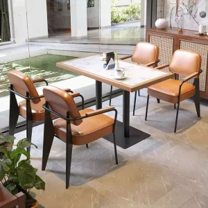 Modern Square Iron Table Chair Combination Eco friendly Commercial Dining Furniture for Restaurants Cafes Outdoor & Home Bar Use