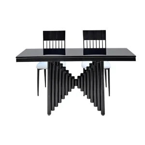 Modern Square Shaped Black Stainless Steel Wedding VIP Party Dining Tables and Chairs Set for Hotel & Outdoor Events