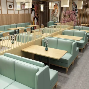 Modern Square Solid Wood Restaurant Booth Set Commercial Dining Table Chair with Wall Mounted Sofa for 2 4 People Coffee Shop