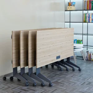 Modern Stable Rolling Quick Fold Stainless Steel Flip Top Conference Table with Nesting for Collaborative Spaces