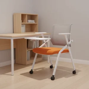 Modern Stackable Conference Room Chairs Folding Office Chair Foldable Desk Chair Mesh Back Adjustable Height Iron Frame Meeting