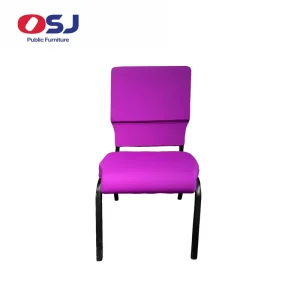 Modern Stackable Fabric Auditorium Chair with Metal Legs and Linen Seat Interlocking Design for School Hotel Church Use