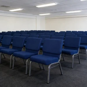 Modern Stackable Fabric Seat Padded Steel Metal Theater Furniture Durable Interlocking Commercial Church School Chairs
