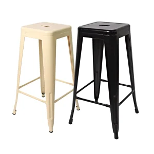 Modern Stackable Metal Commercial High Bar Stool with Footrest for Dining Outdoor Hotel Restaurant Use