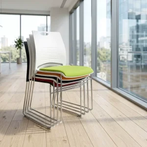 Modern Stackable Office Meeting Chair Chrome Base Plastic Upholstered Visitor Conference Chairs for Hotel Training Room Hall