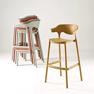 Modern Stackable PP Restaurant Cafe Bar Chair Plastic Bar Stool with Handrail Polypropylene Colorful Outdoor