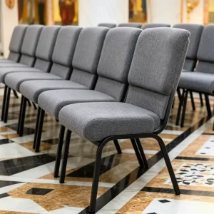 Modern Stackable Padded Church Chairs 21inch Soft Cushion Church Chair Metal Interlocking Auditorium Conference Church Chair