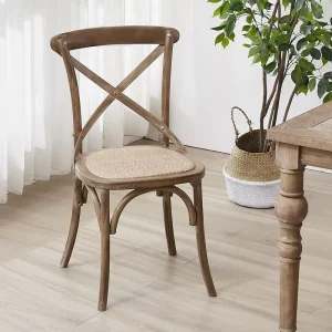 Modern Stackable Rattan Cross Back Dining Chairs for Outdoor Events Parties Hotels Weddings Banquets Restaurants
