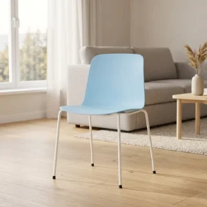 Modern Stackable Thickened Plastic Cooling Dining Chairs with Steel Base for Company Leisure Area