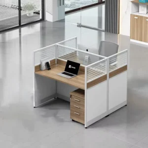 Modern Staff Office Desk Partition Workstation Privacy Cubicle Table With Storage Cabinet for Open Plan Office Layout