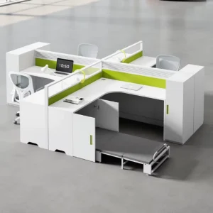 Modern Staff Office Partition Workstation Desk with L Shaped Foldable Nap Bed and Panel Design Factory Supply