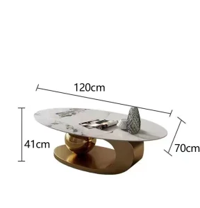 Modern Stainless Steel Coffee Table with Slate Top Center Table for Home or Hotel for Living Room Use