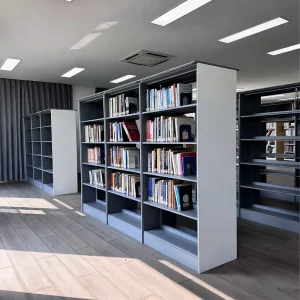 Modern Stainless Steel Commercial Library Book Rack 5 Shelves Durable Adjustable Shelving Floor Standing for School Hospital
