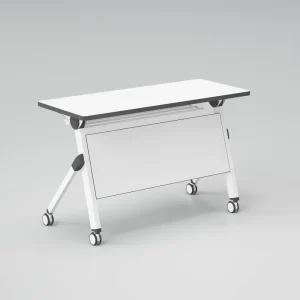 Modern Stainless Steel Foldable Office Conference Training Table with Castors and Storage Rack for Commercial Use