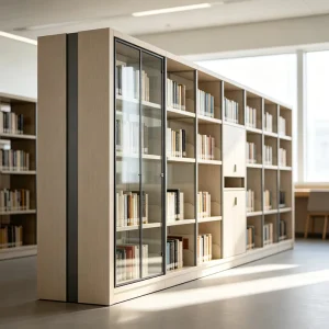 Modern Stainless Steel Library Furniture Bookshelf Modular School Reading Room Storage Cabinet Glass Door Display Adjustable