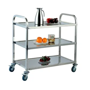 Modern Stainless Steel Movable Food Service Trolley 2 3 Tiers Mobile Medical Cart for Hotel Restaurant Hospital Kitchen Use