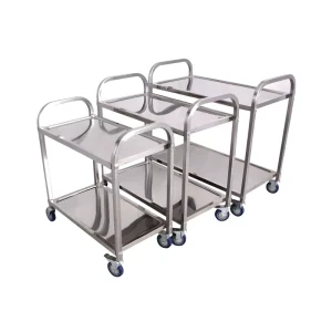 Modern Stainless Steel Movable Food Service Trolley 2-3 Tiers Mobile Medical Cart for Hotel Restaurant Hospital Kitchen Use