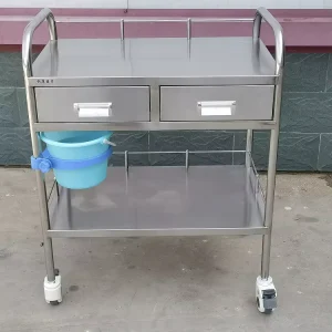 Modern Stainless Steel Multi functional Silver Medical Trolley Hospitals Clinics Nurse’s Cart 4 Silent Castors 200 lb Load