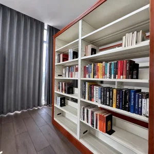 Modern Stainless Steel Panel Adjustable Foldable Floor Standing Library Bookshelf 5 Shelves for Classroom School Hospital Use