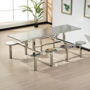 Modern Stainless Steel Restaurant Dining Chairs 4-8 Seaters Commercial Use Furniture Stable OEM School Hotel Living Room