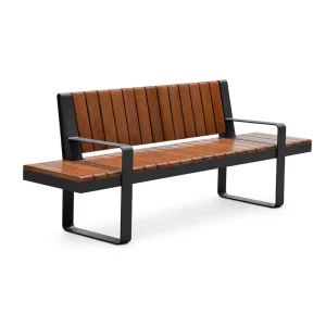 Modern Stainless Steel Seating Bench with Backrest for Outdoor Scenic Locations