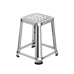Modern Stainless Steel Square Stool Foldable Metal Stackable Chair Bar Stool for School Restaurant Indoor and Outdoor Courtyard