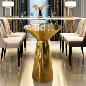 Modern Stainless Steel Wedding Coffee Dining Table Set Glass Metal Legs Adjustable Design Home Bar Hotel 2 Chairs Assembly