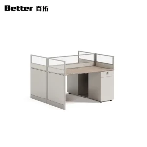 Modern Standard Size Office Workstation Cubicle for 2 Person with Aluminum Frame Modular Design for School & Hospital Use