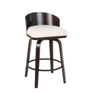 Modern Steady Bentwood Bar Chair Swivel with Wooden Backrest for Home Bar