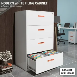 Modern Steel Adjustable 4 Drawer Lockable Filing Cabinet for Home Office and Commercial Use