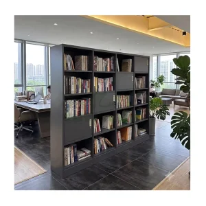 Modern Steel Bookcase Metal Bookshelf Adjustable Shelving Unit Customizable Color Size for Living Room Bedroom