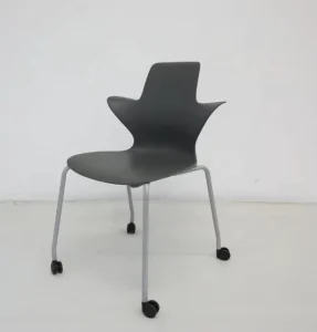 Modern Steel Contemporary Design Office Conference Visitor Chair with Casters Stackable for Commercial Use in Hotel and School