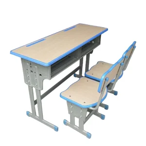 Modern Steel Double School Desk and Chair Set Eco Friendly Durable Adjustable Height Classroom Training Table for Students Use